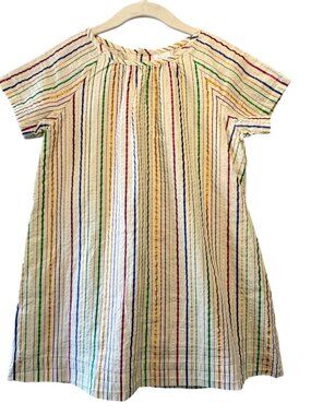 HANNA ANDERSSON Metallic Striped Dress Girls 6-7 120 Rainbow Shimmer Tunic Top